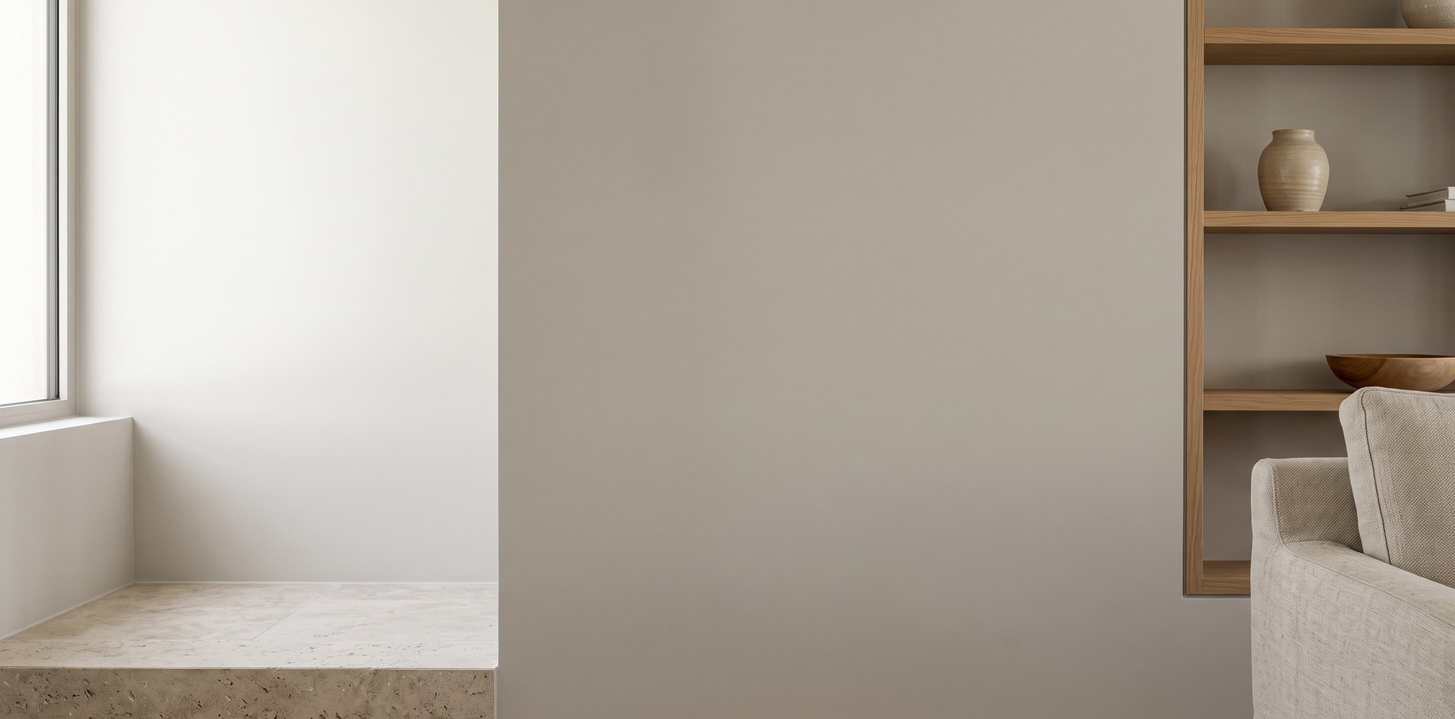 Détail d'un mur intérieur avec une finition mate soignée