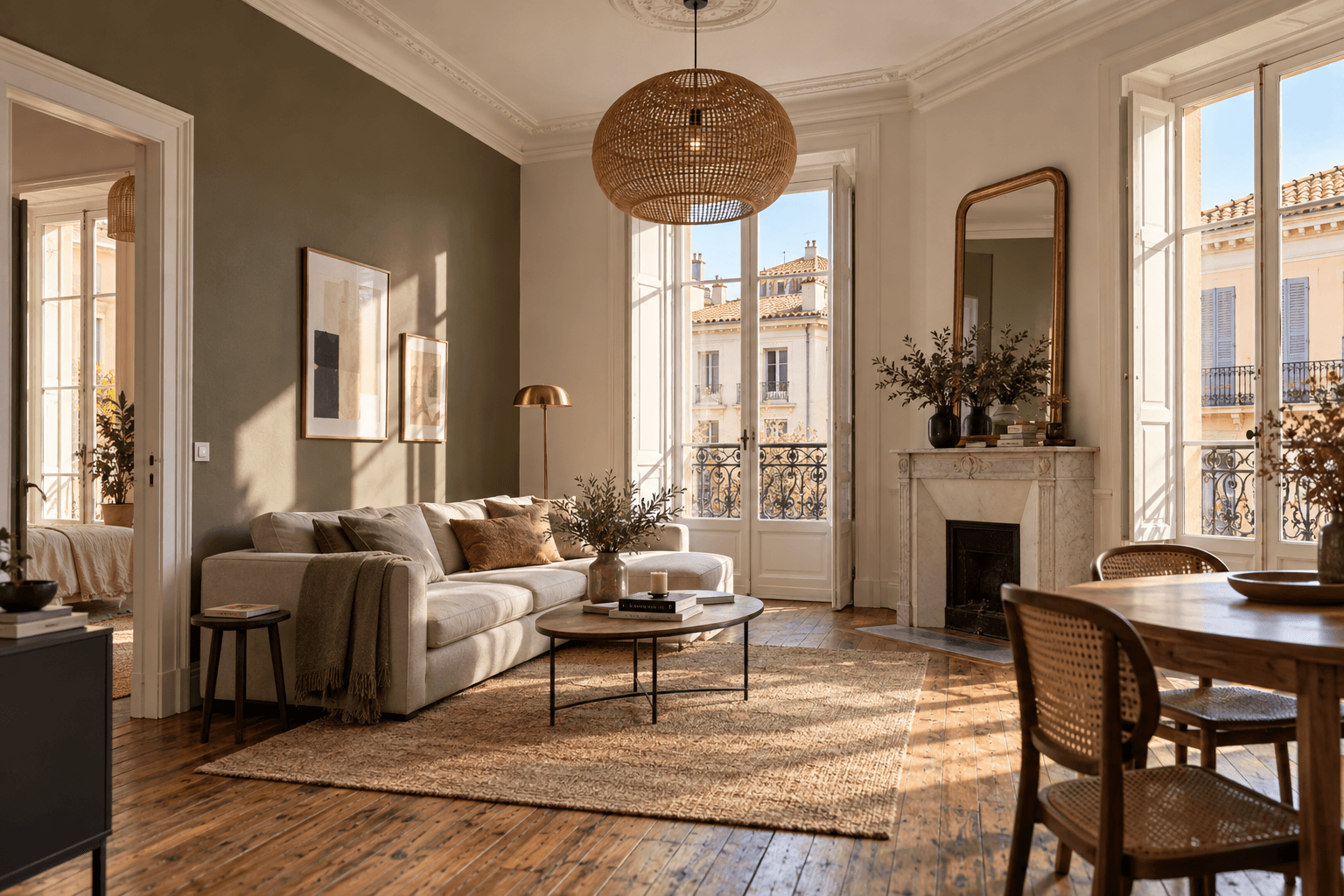 Appartement rénové aux tons ivoire et olive à Perpignan